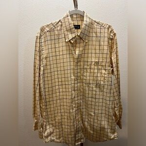 Orvis Pale Yellow Tan Blue Buttoned Down Shirt size M